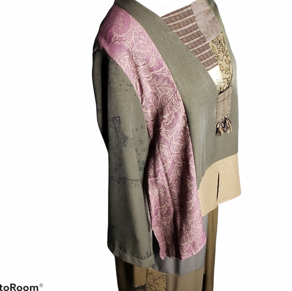 Vintage Dresses & Skirts - Vintage Art to Wear 80's Lagenlook Bohemian Donna Jessica Hand Printed One size